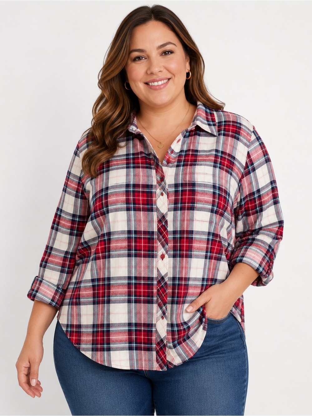 Talbots Red Plaid Button-Down Shirt